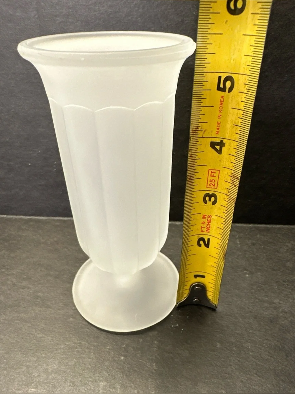 Indiana Glass Frosted White Satin Optic Rib Footed Juice Parfait Glasses Set 2